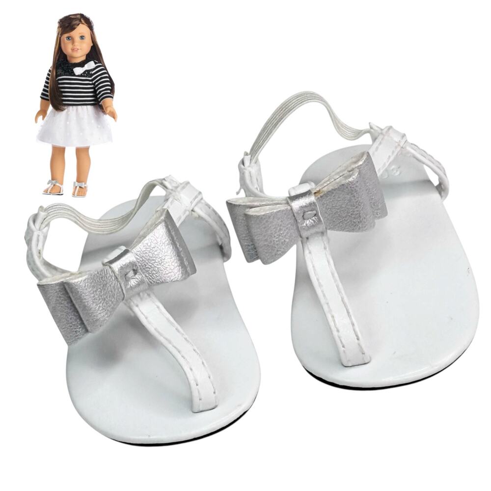 American Girl Grace Shoes Silver Bow Sandal Sightseeing Outfit Paris Accessories